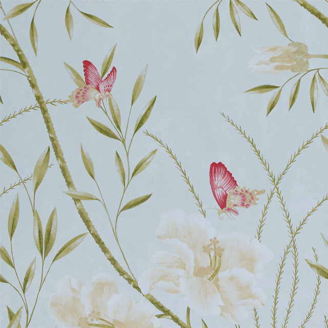 Flower butterfly blue background white free wallpaper for tablet - medium preview image