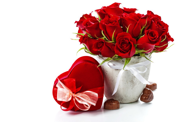 Romantic roses chocolate vase heart free wallpaper for desktop - medium preview image