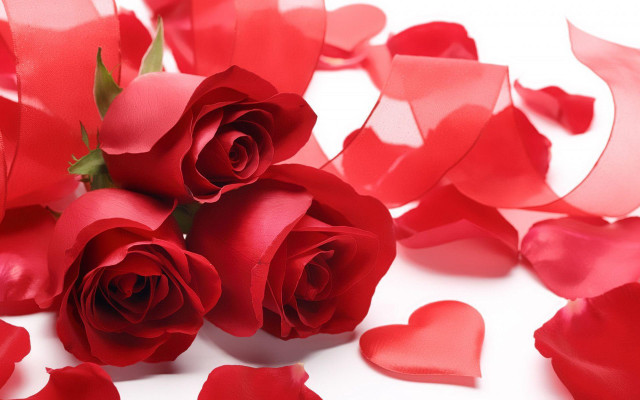 Red roses hearts white background #2 free wallpaper for desktop - medium preview image