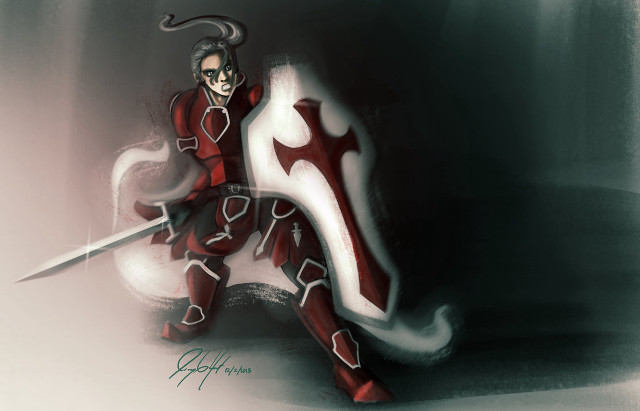 Man sword demon knee drawing free wallpaper for desktop - medium preview image