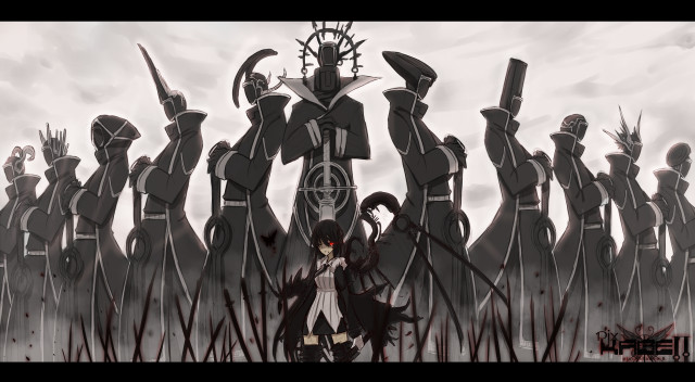 Demon statue group people horns free wallpaper for desktop - medium preview image