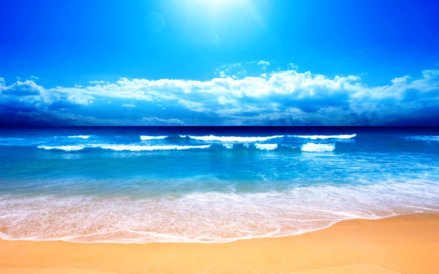 Beach waves blue sky sun #2 free wallpaper for desktop - medium preview image