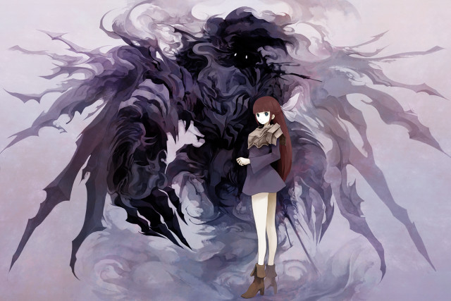 Woman giant black monster creature free wallpaper for desktop - medium preview image