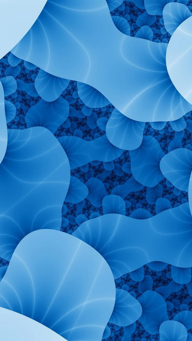 Blue background leaves bubbles pattern free wallpaper for mobile - medium preview image