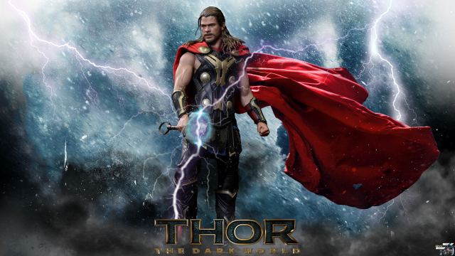 Thor costume man sword lightning free wallpaper for desktop - medium preview image