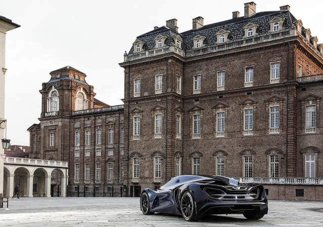 Black sports car cityscape clock free wallpaper for desktop - medium preview image