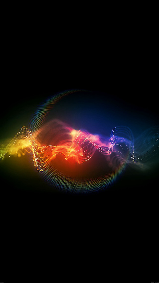 Rainbow colored wave black background free wallpaper for mobile - medium preview image