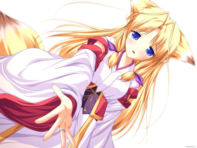 Anime girl blonde fox ears #4 free wallpaper for desktop - medium preview image