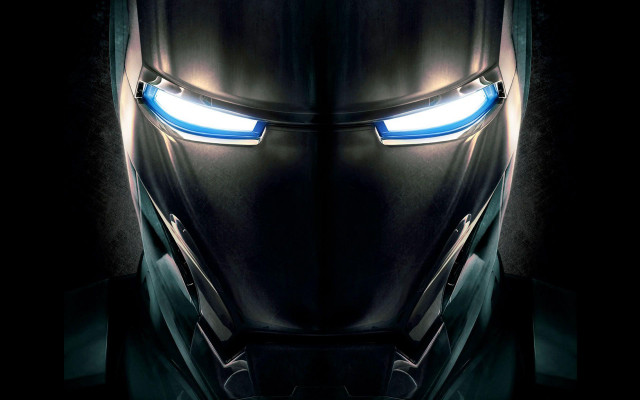 Robot face glowing eyes black free wallpaper for desktop - medium preview image