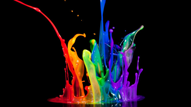Rainbow colored liquid splash black free wallpaper for desktop - medium preview image