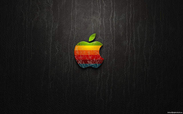 Apple logo black background rainbow #2 free wallpaper for desktop - medium preview image