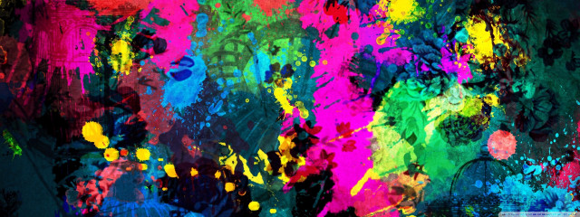 Colorful paint splatters black background #6 free wallpaper for desktop - medium preview image