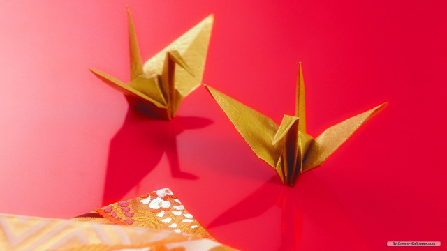 Origami cranes pink red white free wallpaper for desktop - medium preview image