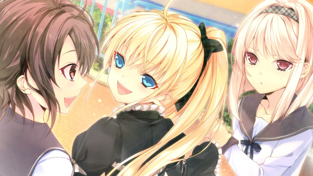 Anime girls blonde hair blue #12 free wallpaper for desktop - medium preview image