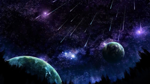 Planets sky stars trees painting #4 free wallpaper for desktop - medium preview image