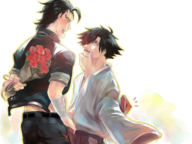 Anime characters flower rose shoulder free wallpaper for desktop - medium preview image