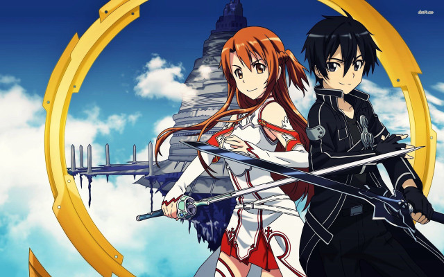 Anime characters clock swords sky free wallpaper for desktop - medium preview image