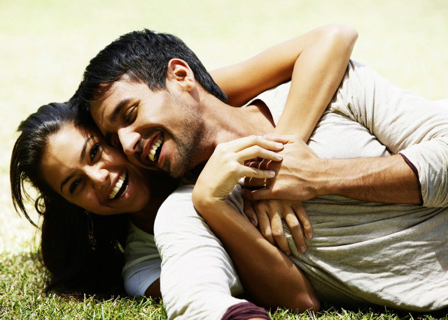 Man woman grass smile hug free wallpaper for desktop - medium preview image