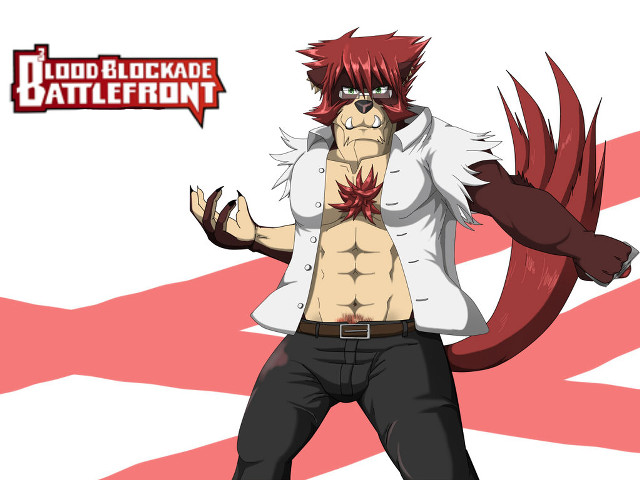 Red haired muscular wolf tail free wallpaper for desktop - medium preview image