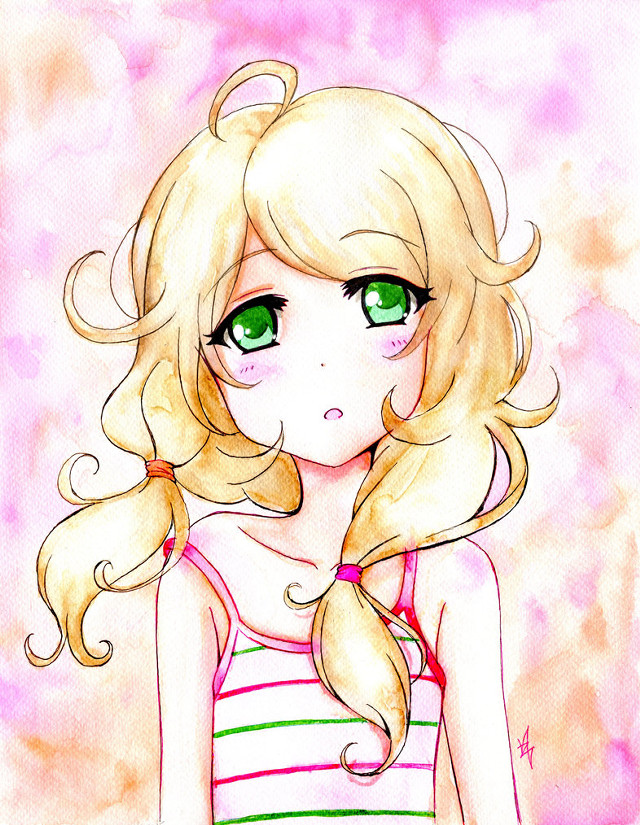 Girl long blonde hair green free wallpaper for mobile - medium preview image