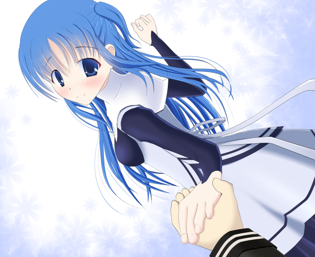 Blue hair anime girl snowflakes free wallpaper for desktop - medium preview image