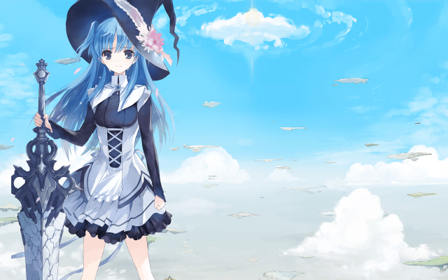 Girl dress hat sword holding free wallpaper for desktop - medium preview image