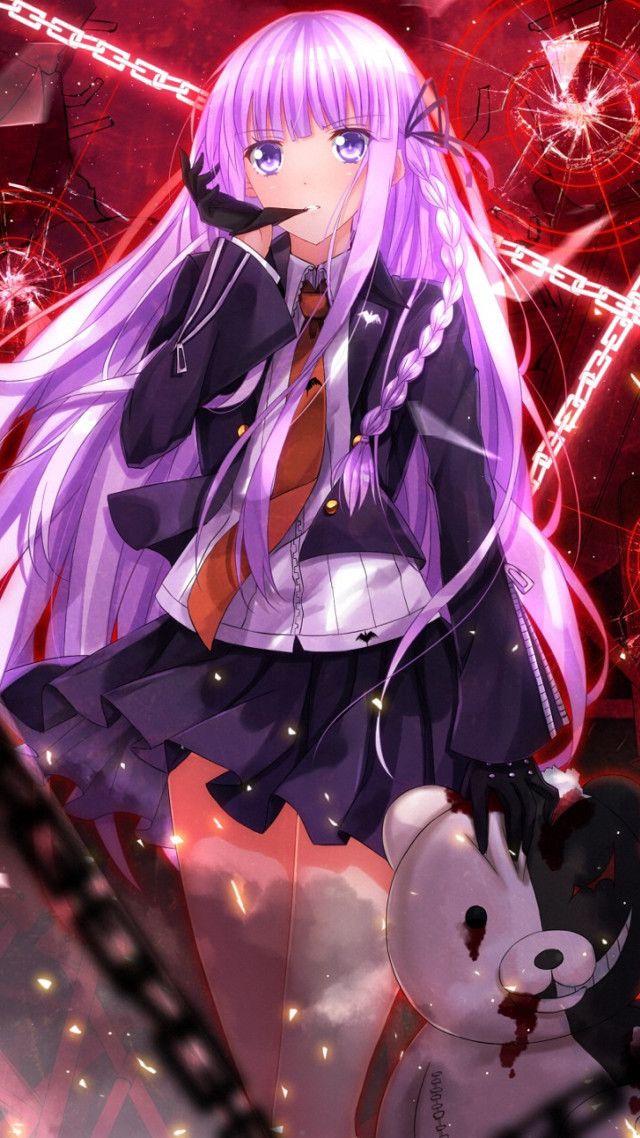 Girl teddybear redbackground stars lights free wallpaper for mobile - medium preview image