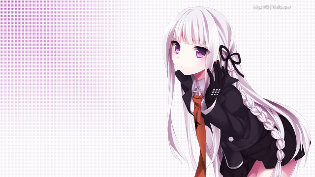 Anime girl white hair black #6 free wallpaper for desktop - medium preview image