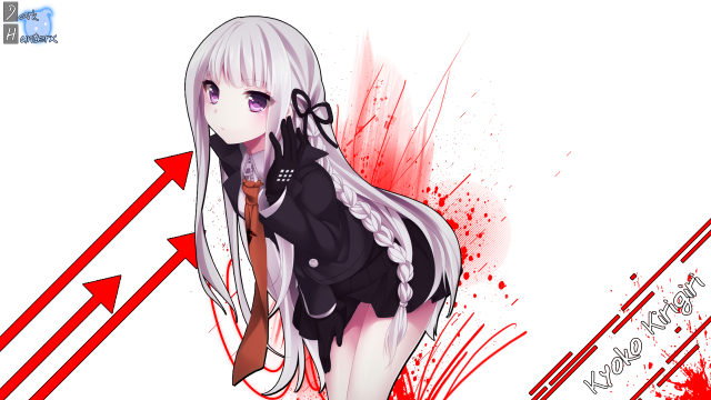 Anime girl white hair red free wallpaper for desktop - medium preview image