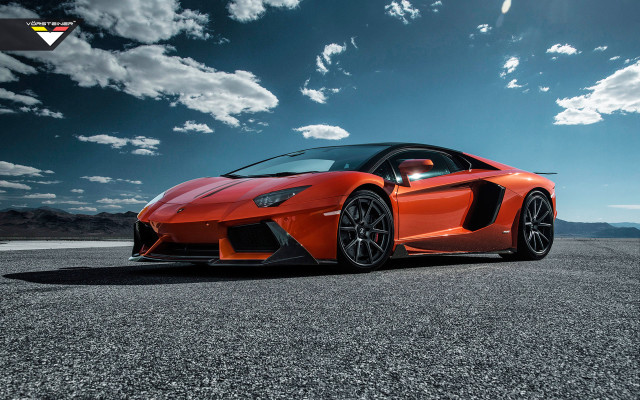 Orange sports car road sky free wallpaper for desktop - medium preview image