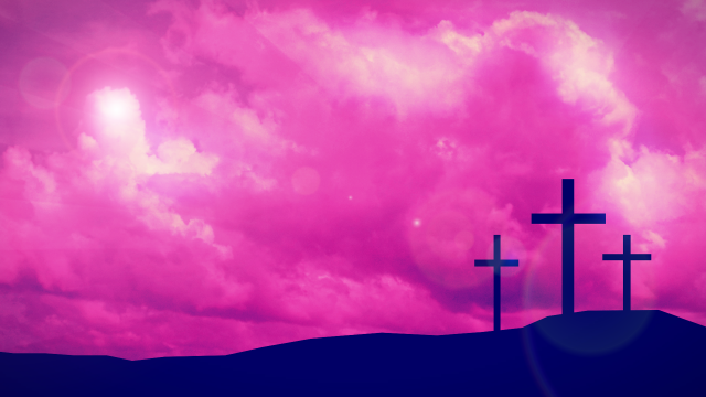 Three crosses hill pink clouds free wallpaper for desktop - medium preview image