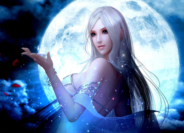 Blue dress woman red ball free wallpaper for desktop - medium preview image