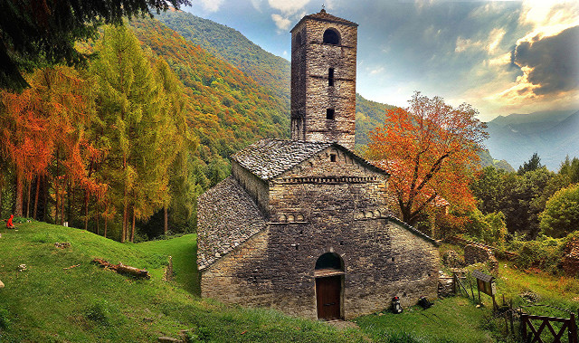 Church mountain valley forest cloudy free wallpaper for desktop - medium preview image