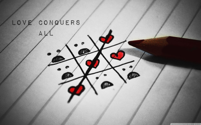 Pencil drawing hearts arrows paper free wallpaper for desktop - medium preview image
