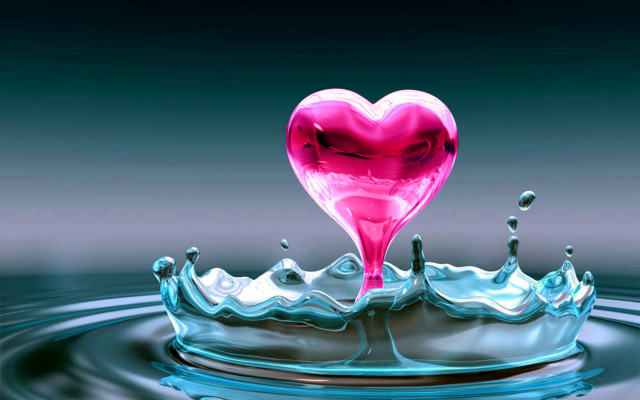 Heart floating water drop pink free wallpaper for desktop - medium preview image