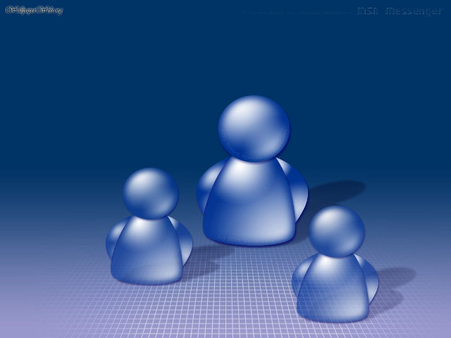 Blue people group standing background free wallpaper for desktop - medium preview image