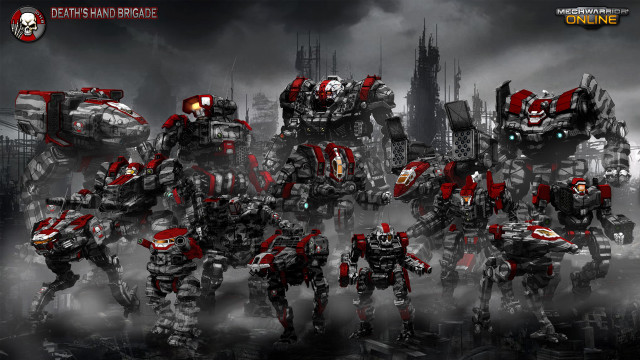 Robots city skyline dark background free wallpaper for desktop - medium preview image