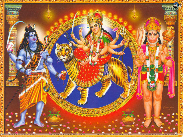 Deities animals painting gold border free wallpaper for desktop - medium preview image