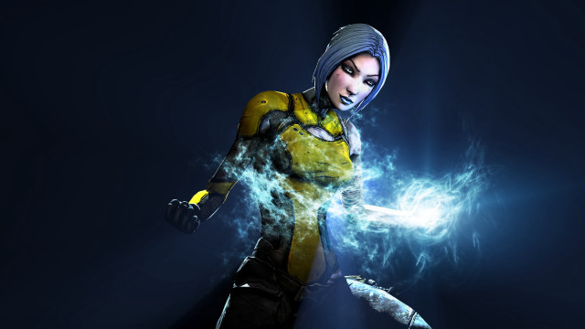 Woman yellow black outfit sword free wallpaper for desktop - medium preview image