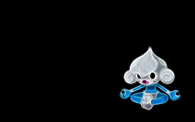 Blue cartoon lotus pose smile free wallpaper for desktop - medium preview image