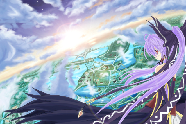 Purple hair castle sky mountain free wallpaper for desktop - medium preview image