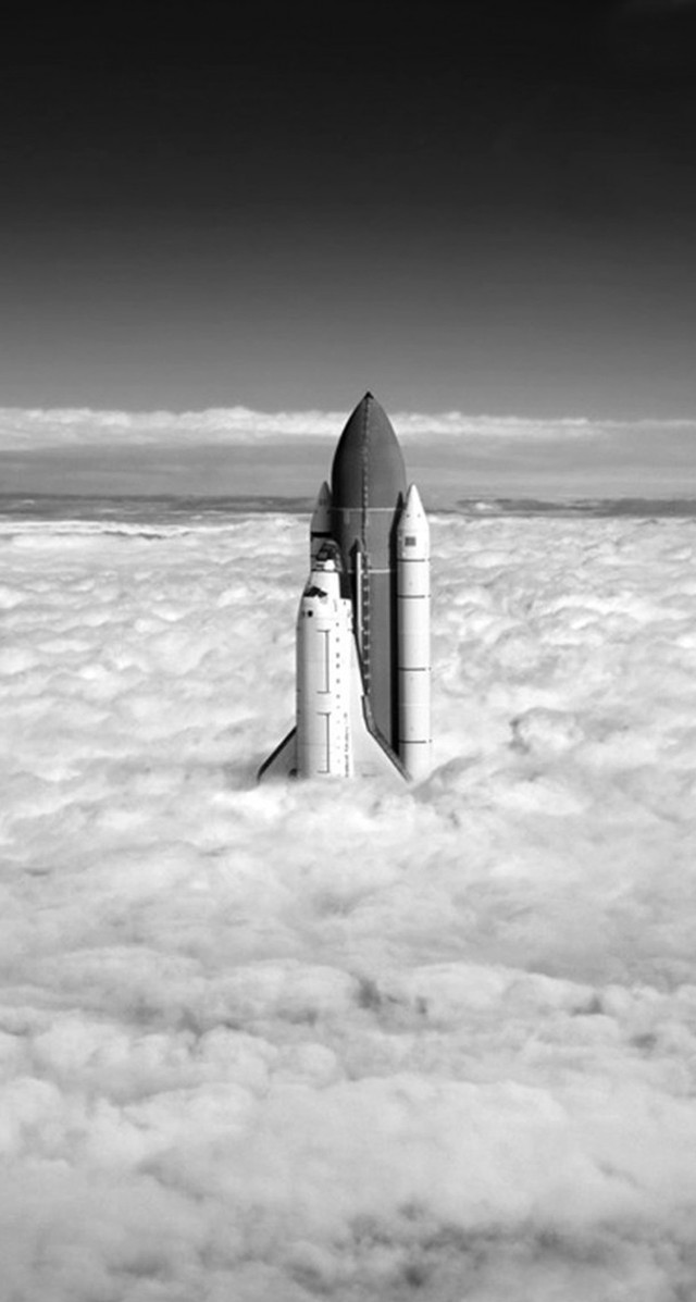 Space shuttle flying above clouds free wallpaper for mobile - medium preview image