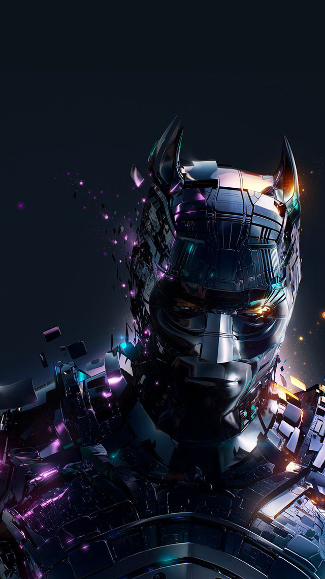 Futuristic robot glowing face purple free wallpaper for mobile - medium preview image