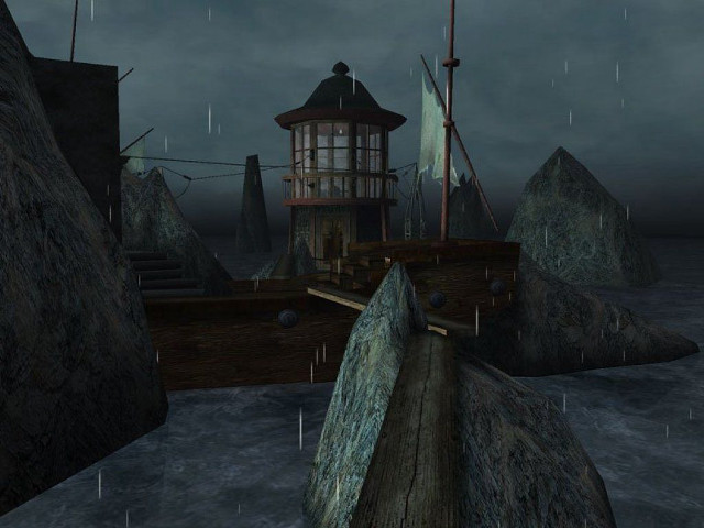 Boat water night lighthouse dark free wallpaper for desktop - medium preview image