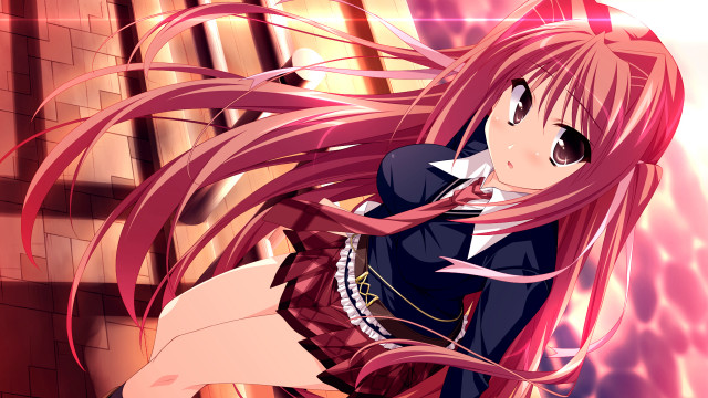 Girl pink hair black suit free wallpaper for desktop - medium preview image