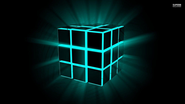 Glowing cube black background green free wallpaper for desktop - medium preview image