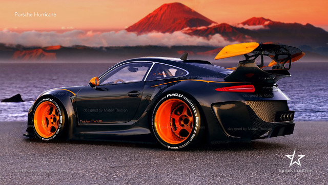 Black sports car orange wheels #5 free wallpaper for desktop - medium preview image