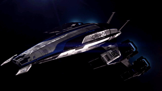 Futuristic vehicle flying nighttime bright free wallpaper for desktop - medium preview image
