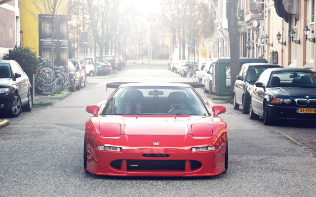 Red sports car street tilt free wallpaper for desktop - medium preview image
