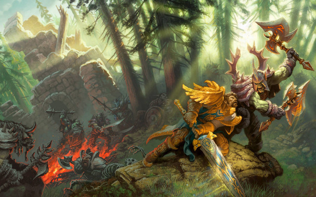Man sword forest background fire free wallpaper for desktop - medium preview image